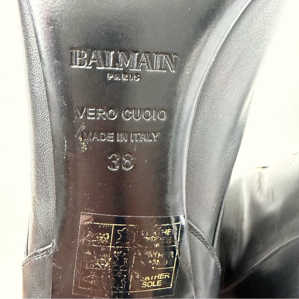 BALMAIN || Nina Black Leather Buckle Lace Up Ankle Boots Stiletto Heels EU 38 - Picture 13 of 16